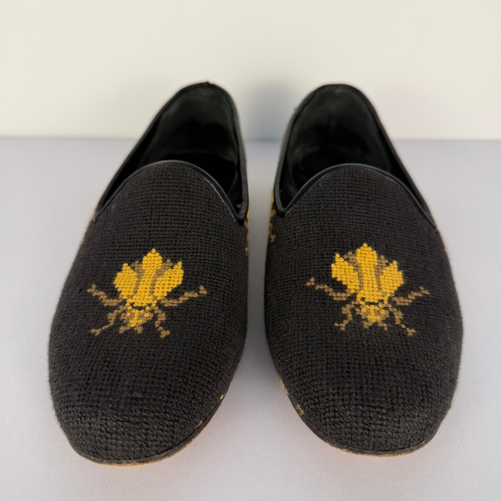 Vintage Zalo Needlepoint Bee Loafers Womens Size 8 Grandmillennial Made in Spain - Picture 10 of 10